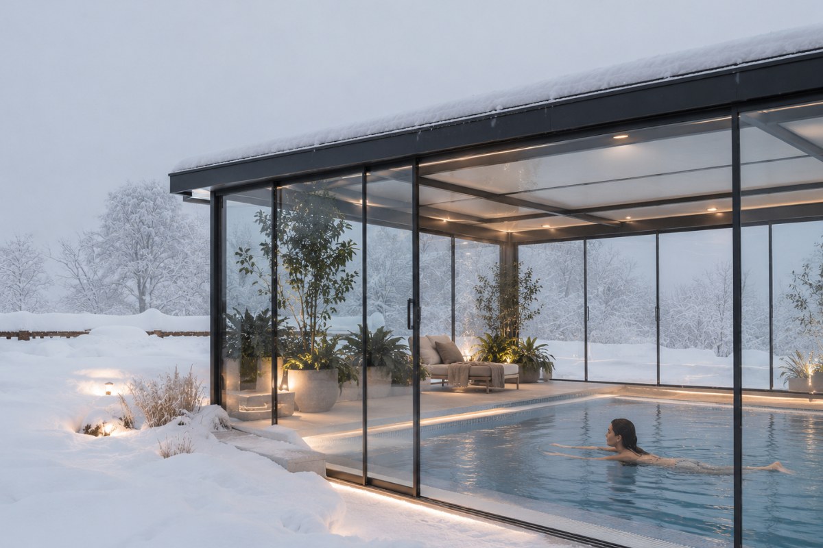 Winter Pool Enclosures: How to Swim Year-Round in Cold Climates