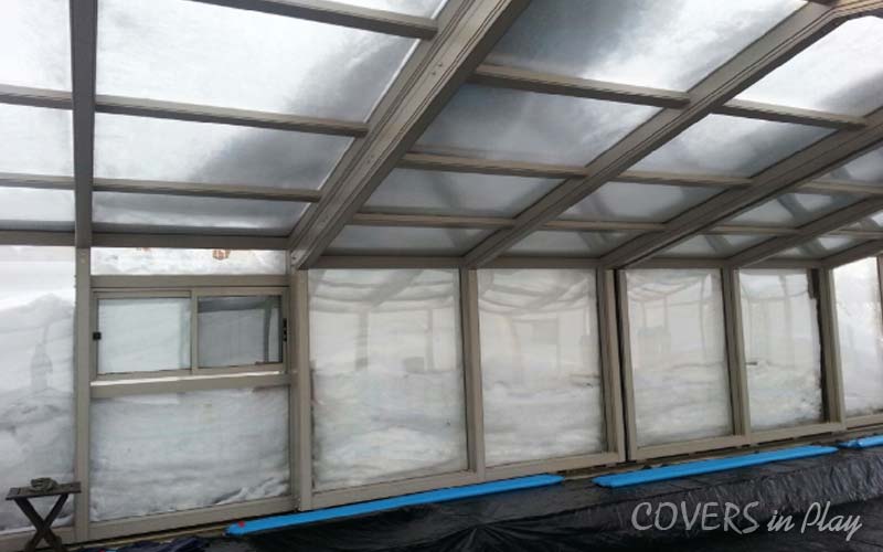 Retractable Pool Enclosure Patent frame for heavy snow