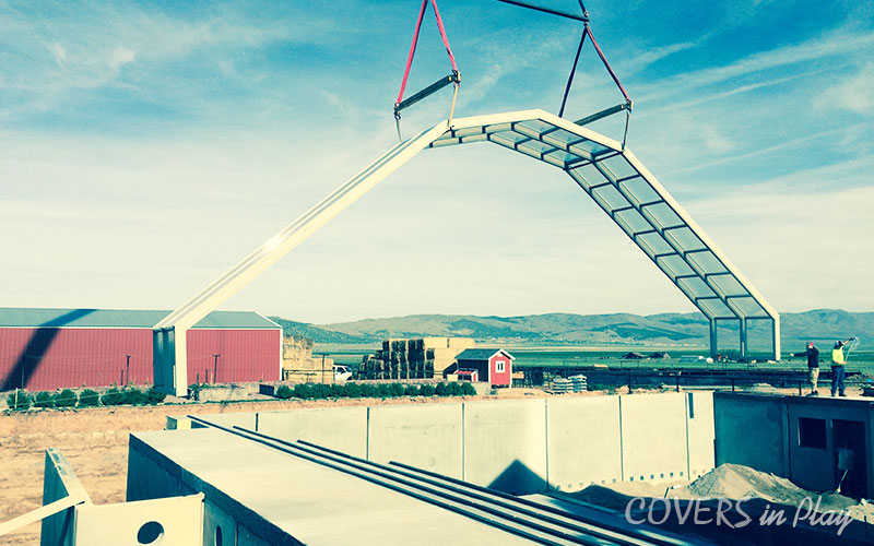 Lifting Roof Enclosure Bay during installation