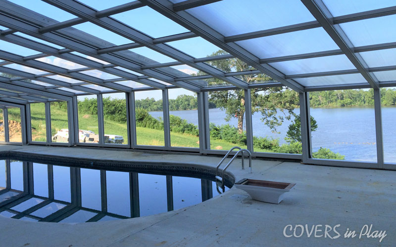 Interior view of lean-to pool dome by Covers in Play in Chester, VA