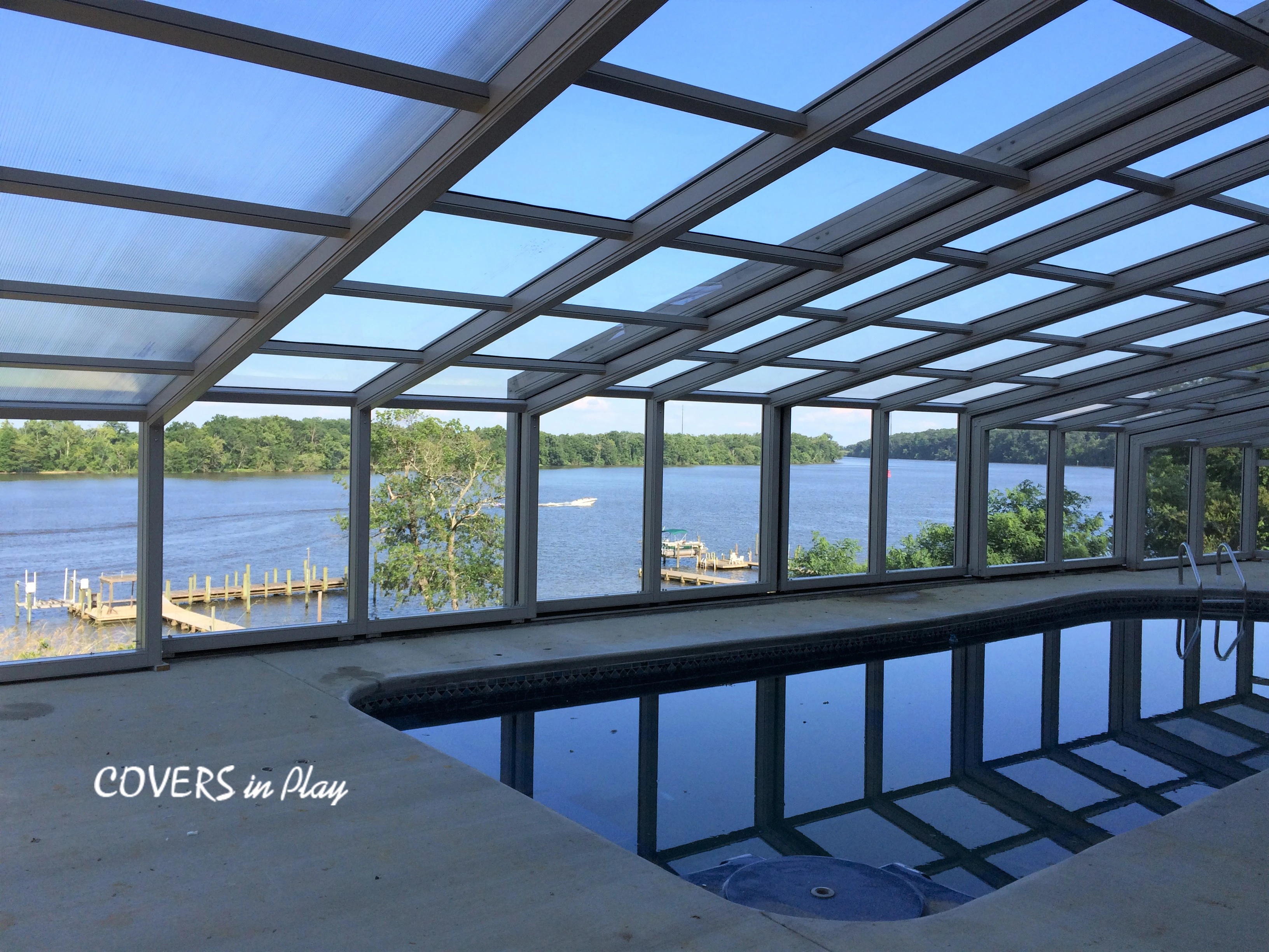End wall of pool enclosure