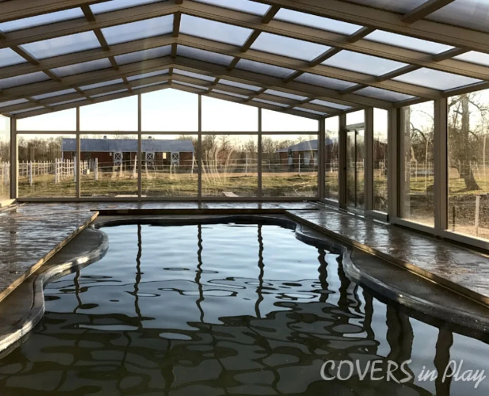 Inside pool enclosure in winter