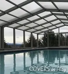 Inside a pool enclosure