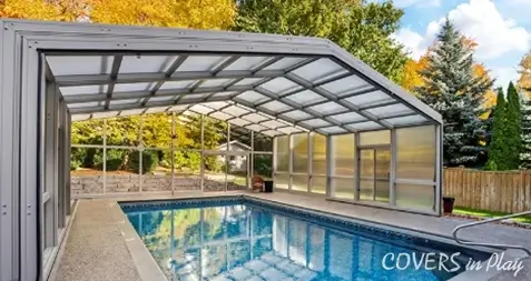 End wall of pool enclosure