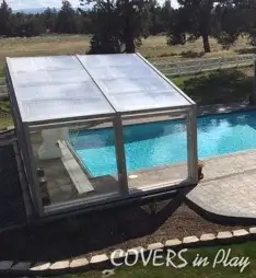 Pool enclosure partially opened