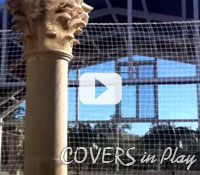 Covers in Play - Two story Pool Enclosure moves with a simple push of a button